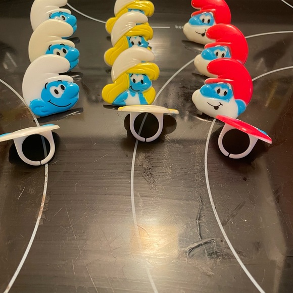 Smurf cupcake toppers/rings. 12 total. 4 of each design. - Picture 2 of 2